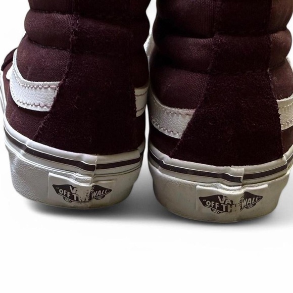 Vans Off the Wall Old Skool SK8 Hi Top Sneaker Shoe Maroon Mens 5 Womens 6.5 - Picture 4 of 6